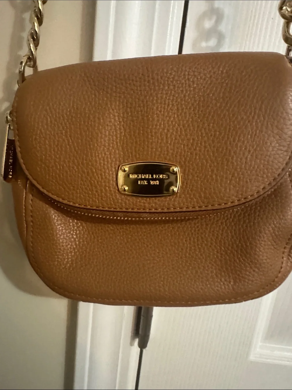 Michael Kors Tan Leather Crossbody Bag with Gold Hardware
